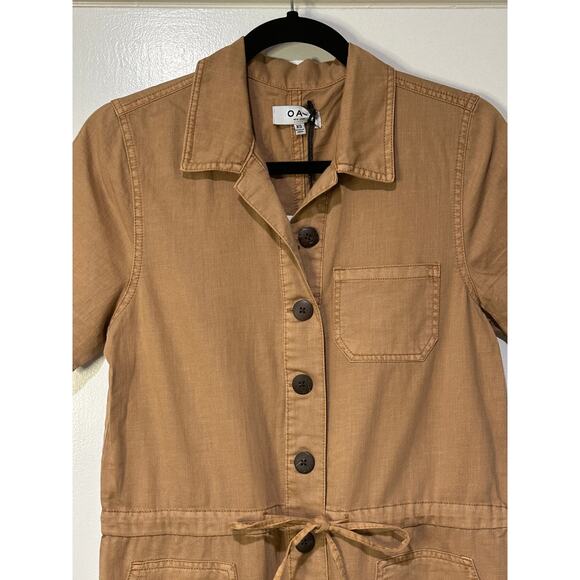 Oat New York Drawstring-Waist Wide Leg Jumpsuit Size XS NWT Dusty Peach Cotton - Picture 3 of 14